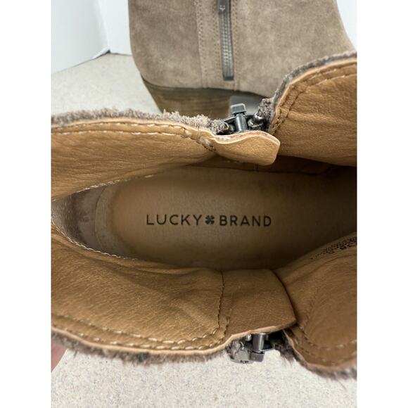 Lucky Brand Women’s Ankle Taupe Tan Suede Almond Toe Booties Size 8.5 - Picture 8 of 10